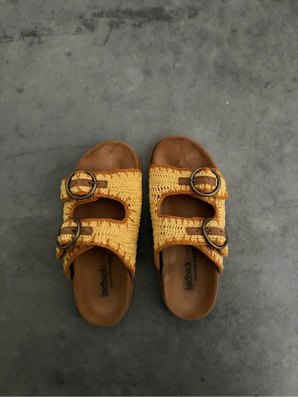 Laidback London Coco Crochet Footbed Sandals - Yellow - Picture 2 of 4